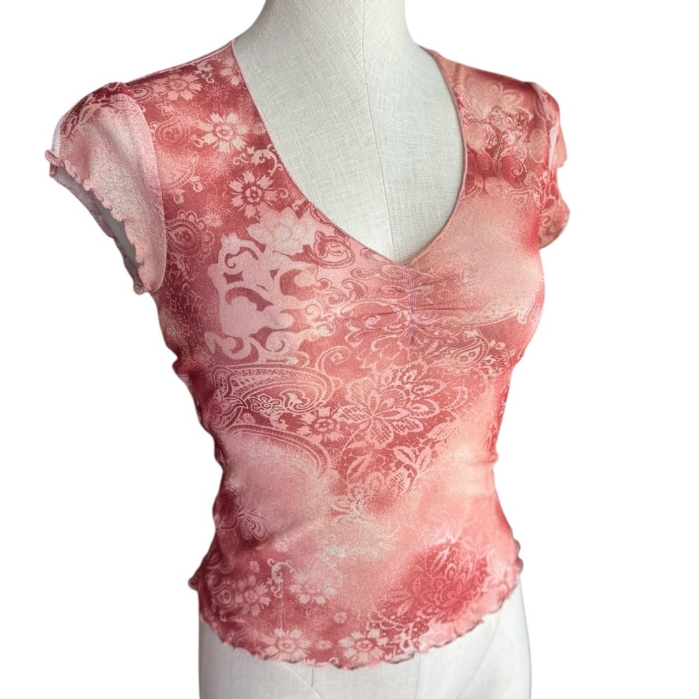 Y2K Sheer Self Esteem Ruched Baby Tank size Small